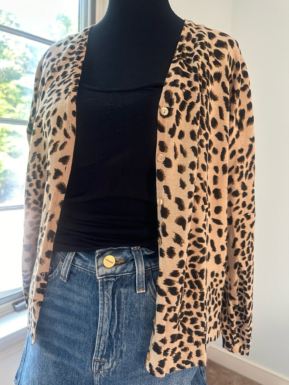 Vintage Oliver Perry Y2K Mob Wife Leopard Print Cardigan Sweater Size M